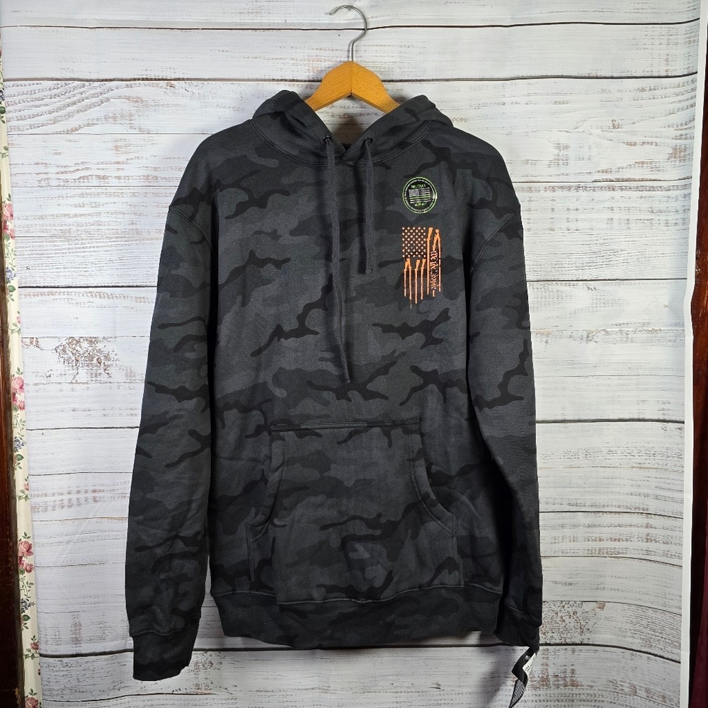 NWT‎ Howitzer Camo Hoodie Size M Black Tactical Graphic Pullover Streetwear